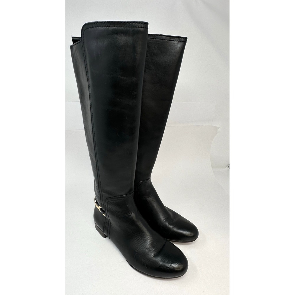 Tory Burch Riding Boots Womens 7 M Black Knee High Side Zip